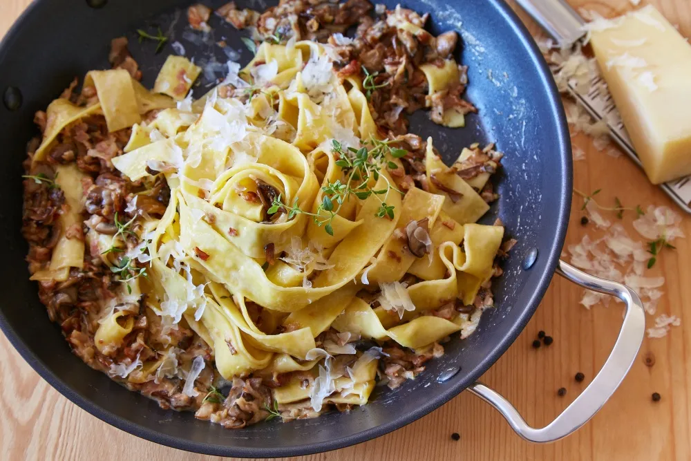 Pappardelle s hubami